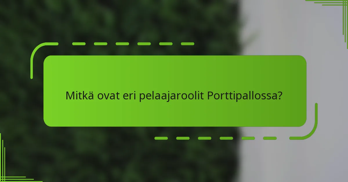 Mitkä ovat eri pelaajaroolit Porttipallossa?