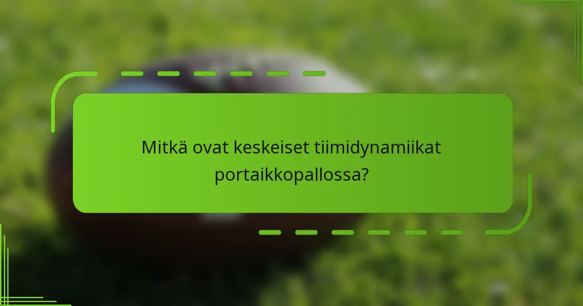 Mitkä ovat keskeiset tiimidynamiikat portaikkopallossa?
